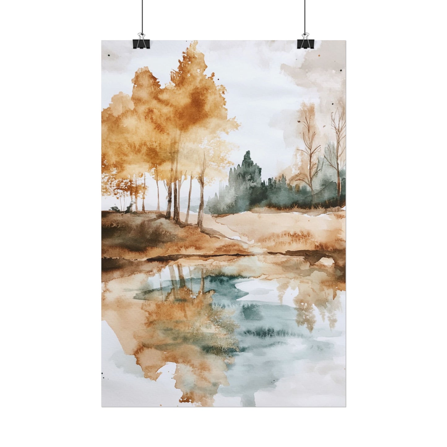 Autumn Serenity - Abstract Landscape Watercolour