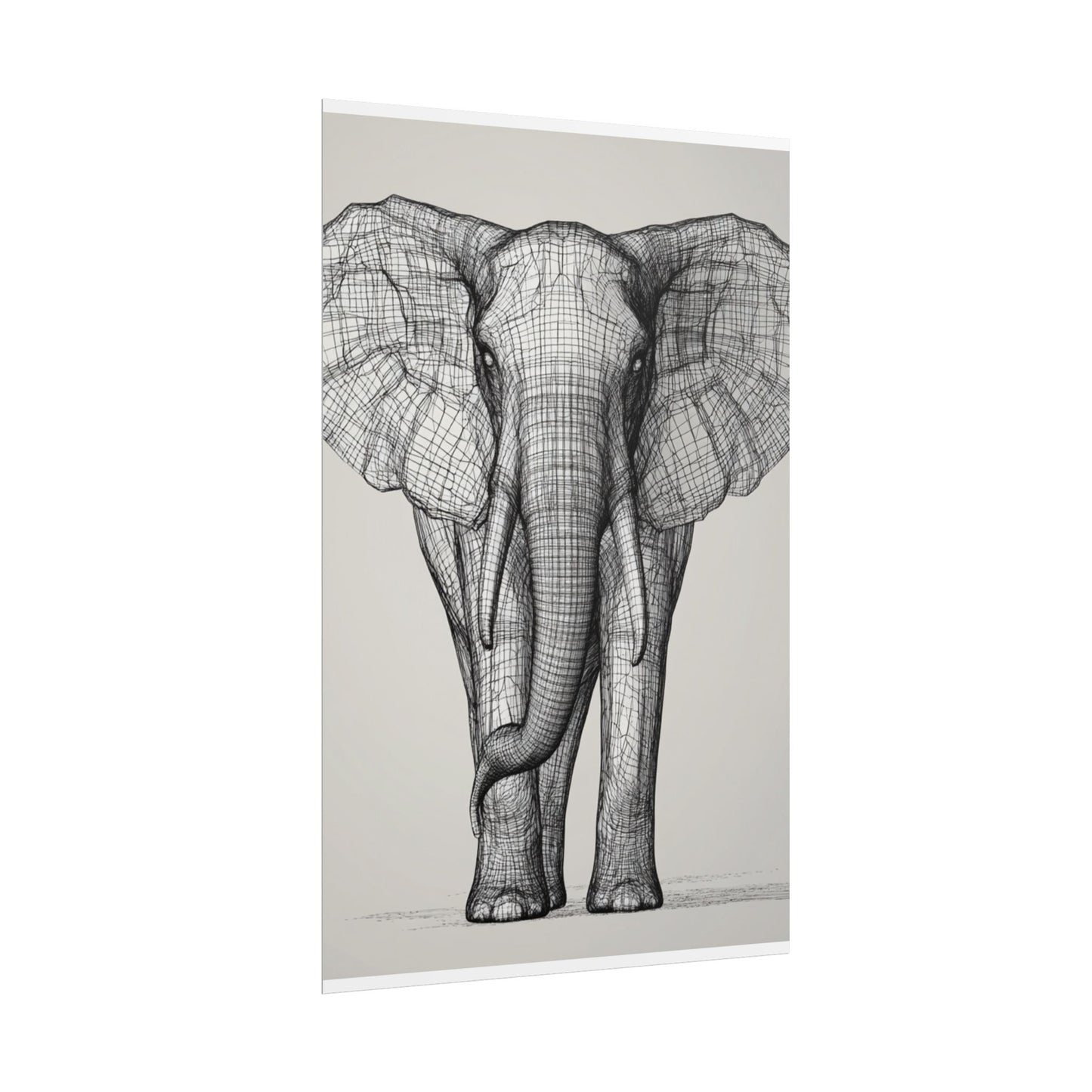 Majestic Lines - Abstract Elephant Wireframe Art