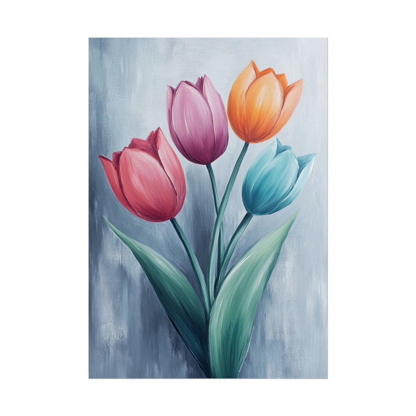 Colourful Tulip Quartet - Abstract Floral Art Print