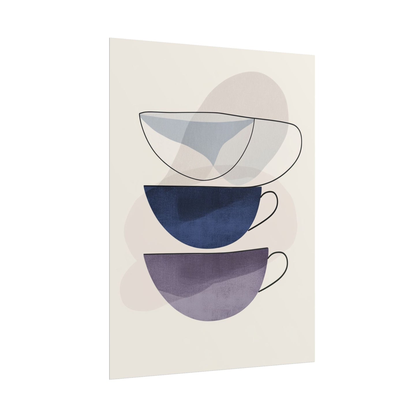 Minimalist Teacups - Abstract Modern Art Print