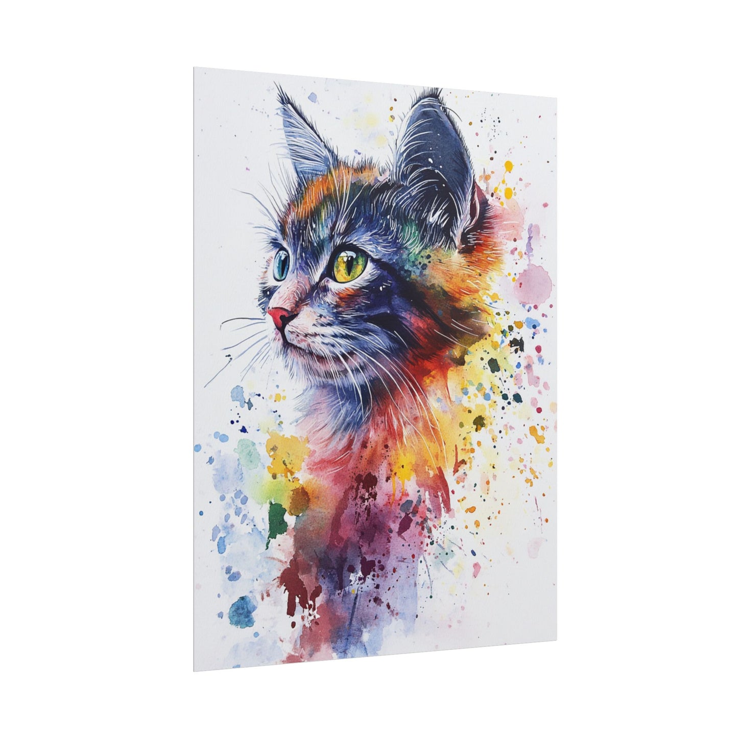 Vibrant Feline - Abstract Watercolour Cat Art Print