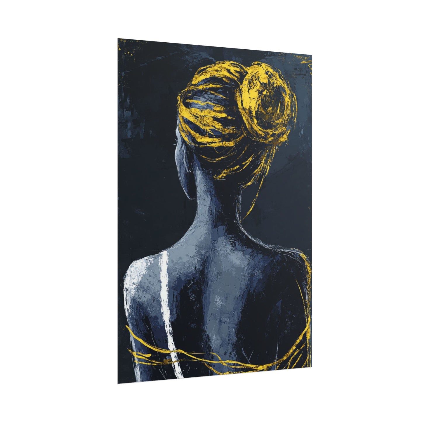 Golden Embrace - Abstract Portrait in Blue and Gold