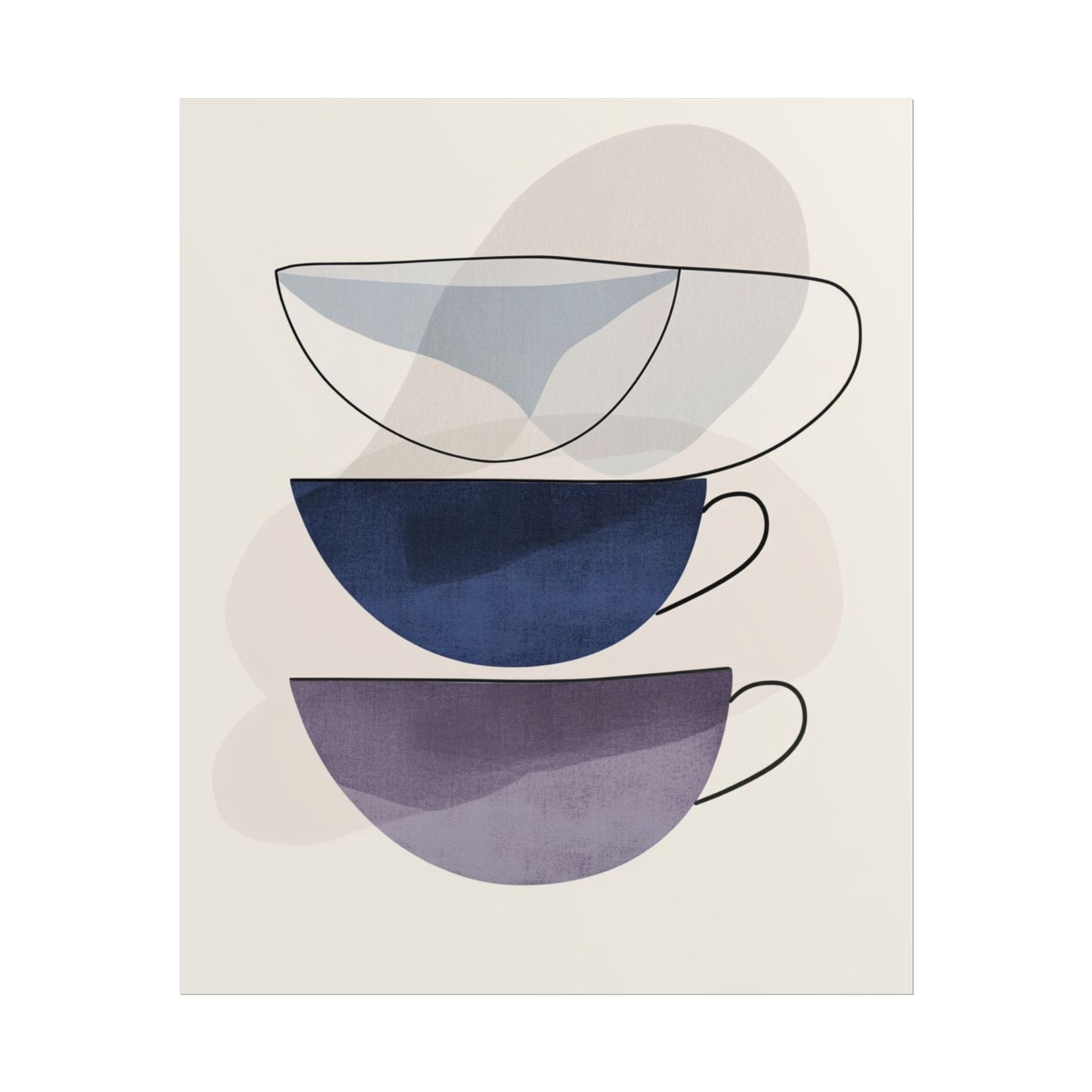 Minimalist Teacups - Abstract Modern Art Print