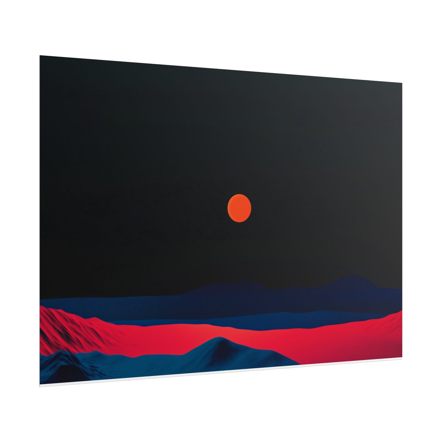 Blood Moon Over Fiery Mountains - Abstract Art Print