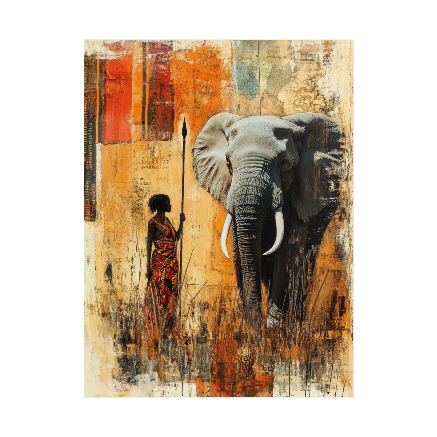 Majestic Encounter - Abstract African Art Print