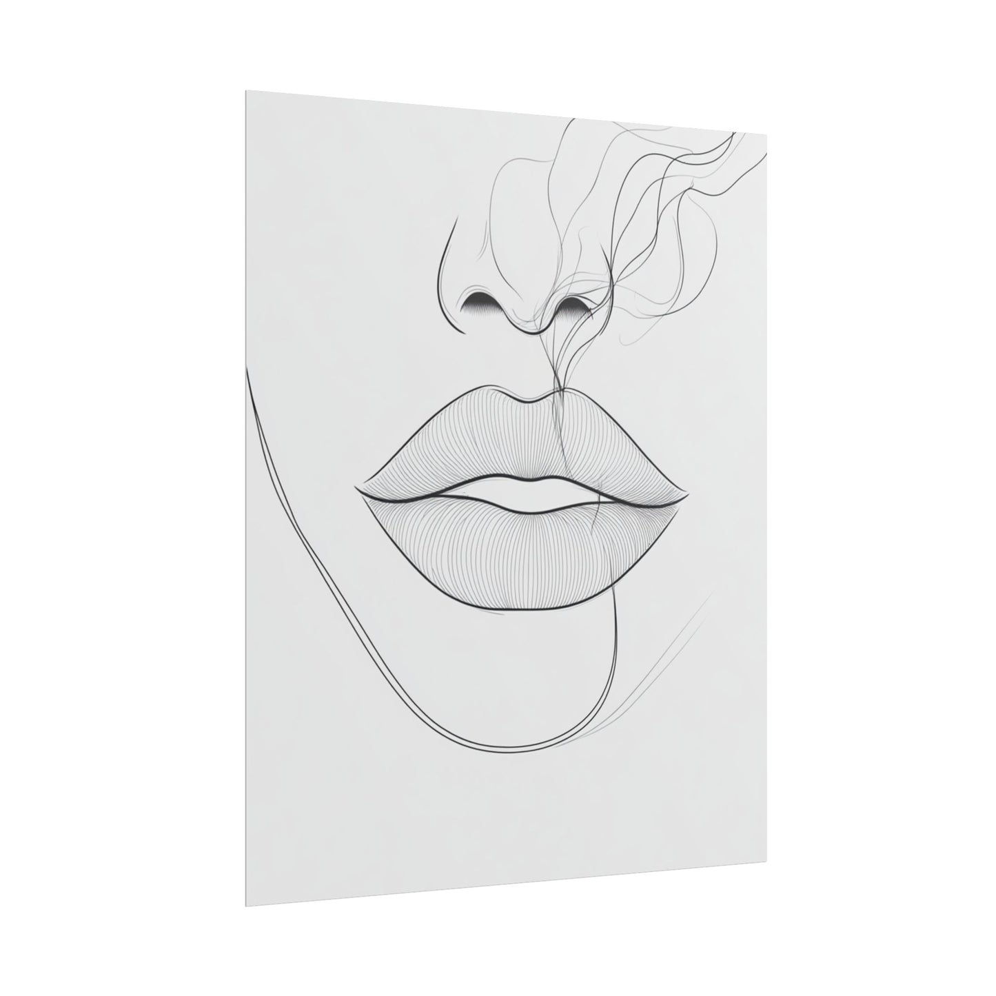 Whispers of Elegance - Abstract Line Art of Lips