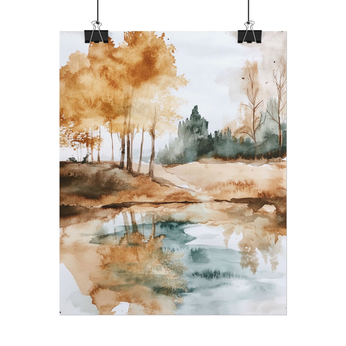 Autumn Serenity - Abstract Landscape Watercolour