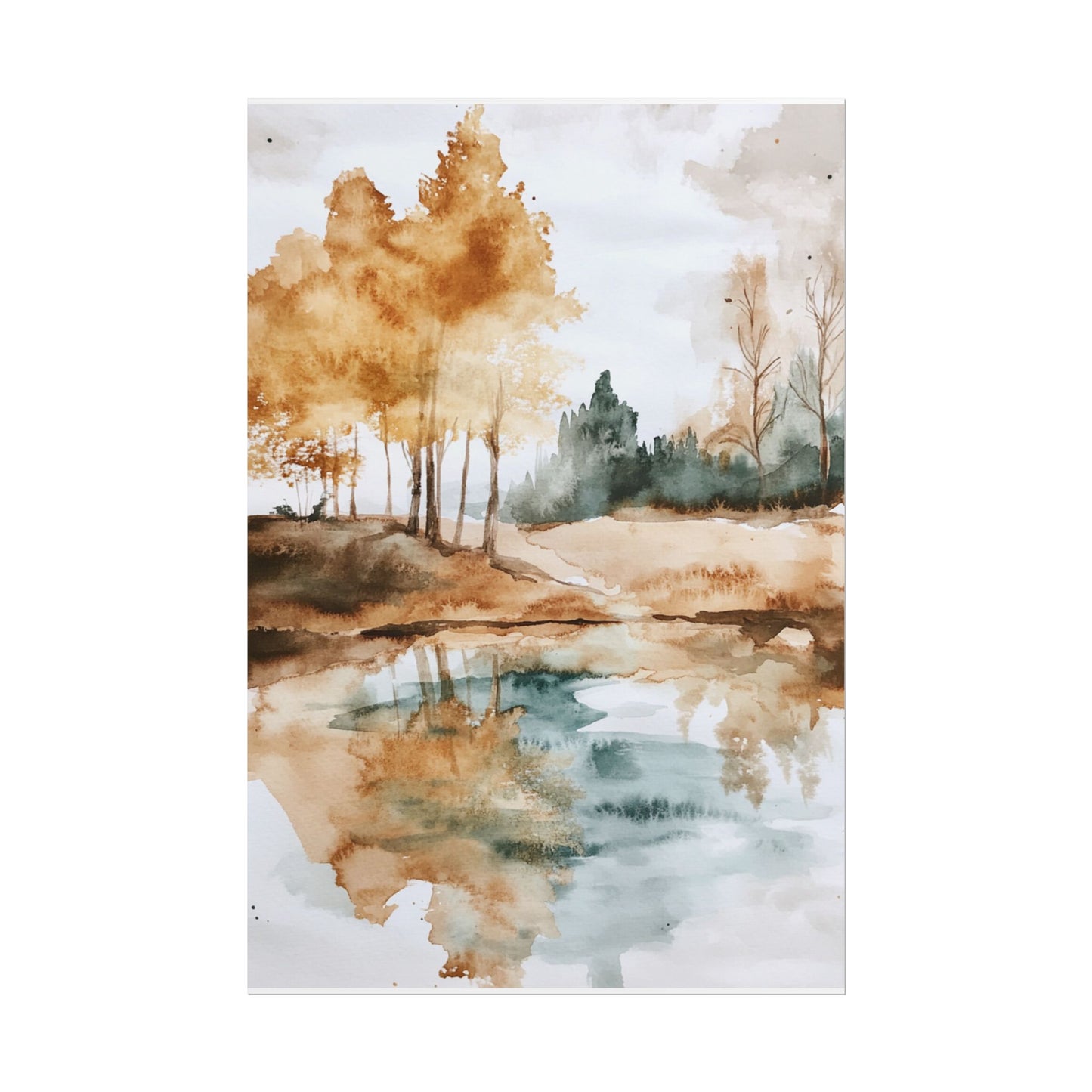 Autumn Serenity - Abstract Landscape Watercolour