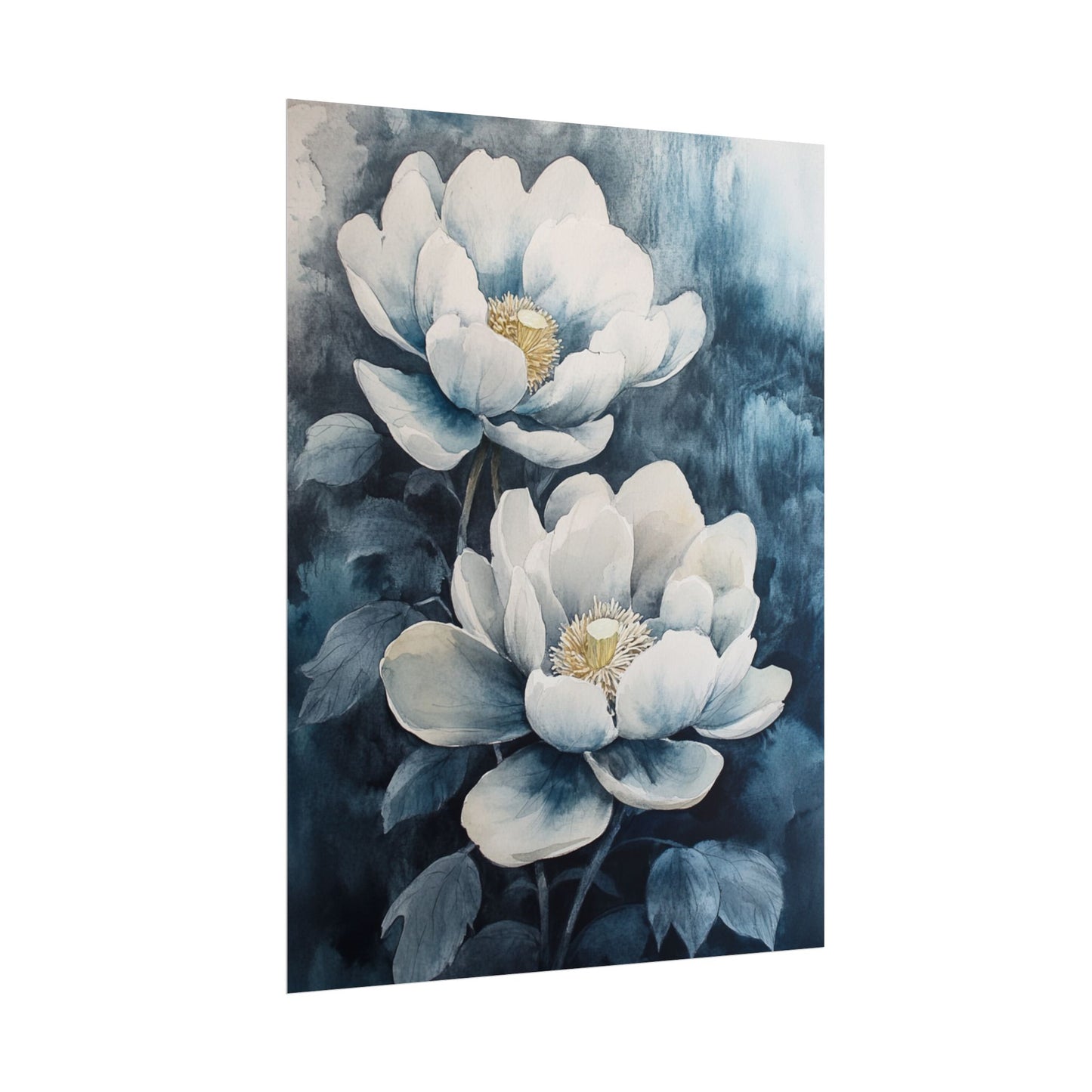 Elegant White Blooms - Abstract Floral Watercolour Print