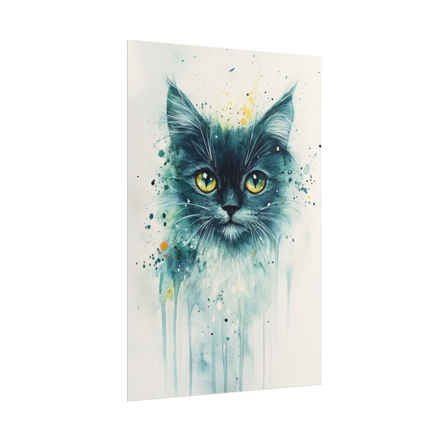 Enigmatic Gaze - Abstract Cat Watercolour Art Print