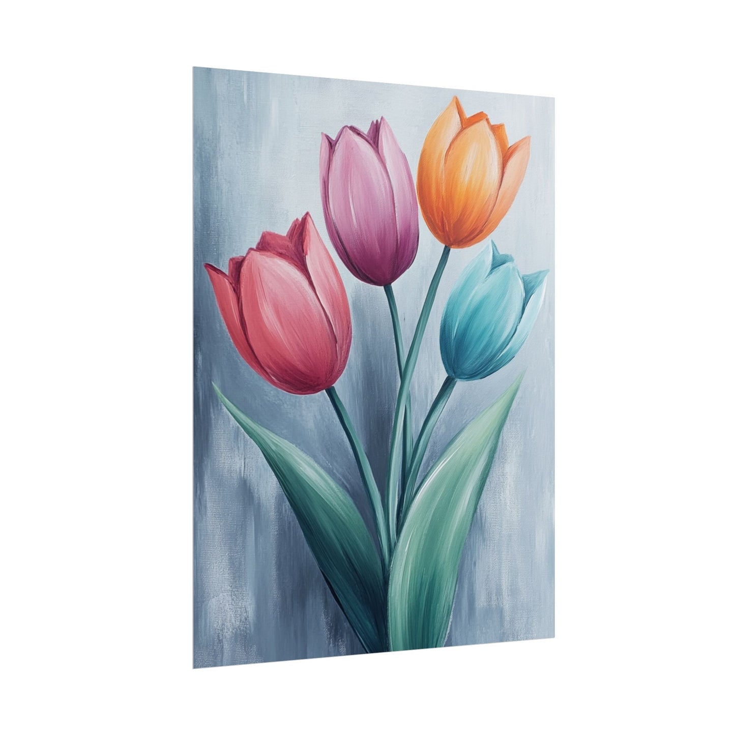 Colourful Tulip Quartet - Abstract Floral Art Print