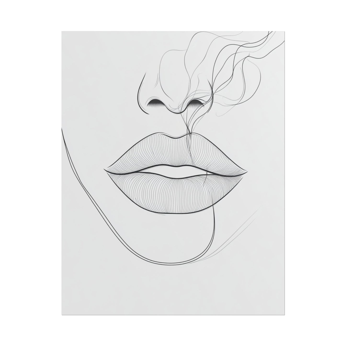 Whispers of Elegance - Abstract Line Art of Lips