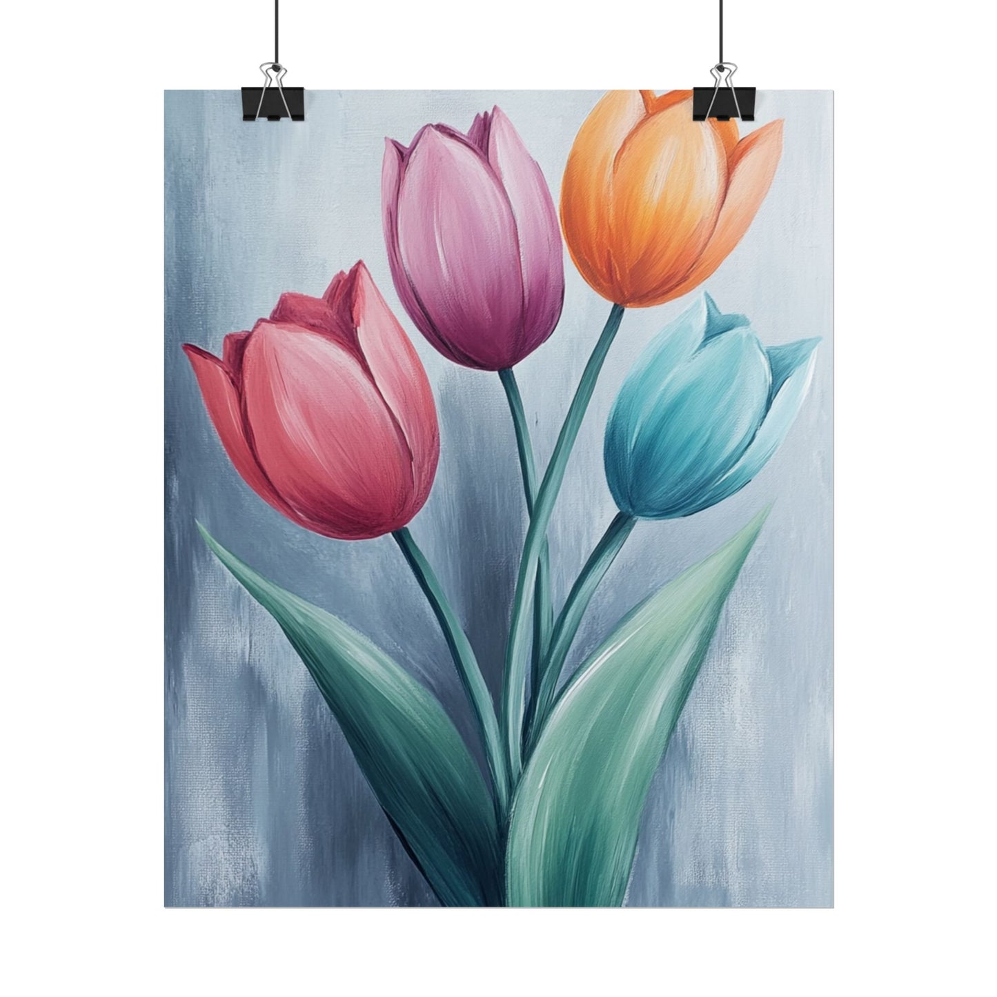 Colourful Tulip Quartet - Abstract Floral Art Print