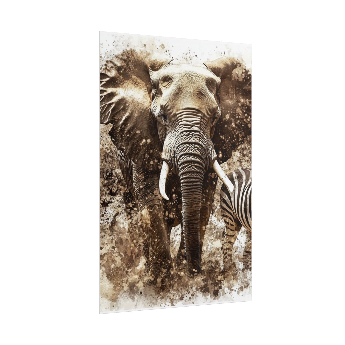 Safari Majesty - Abstract Elephant and Zebra Art Print