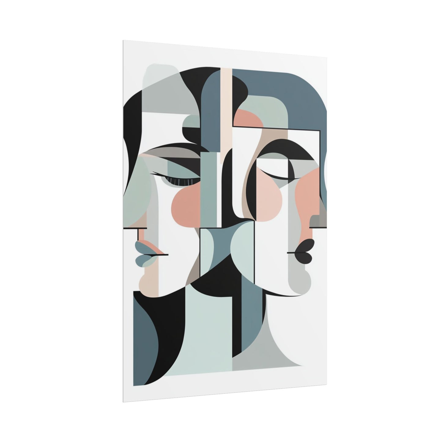 Duality in Form - Abstract Faces Art Print