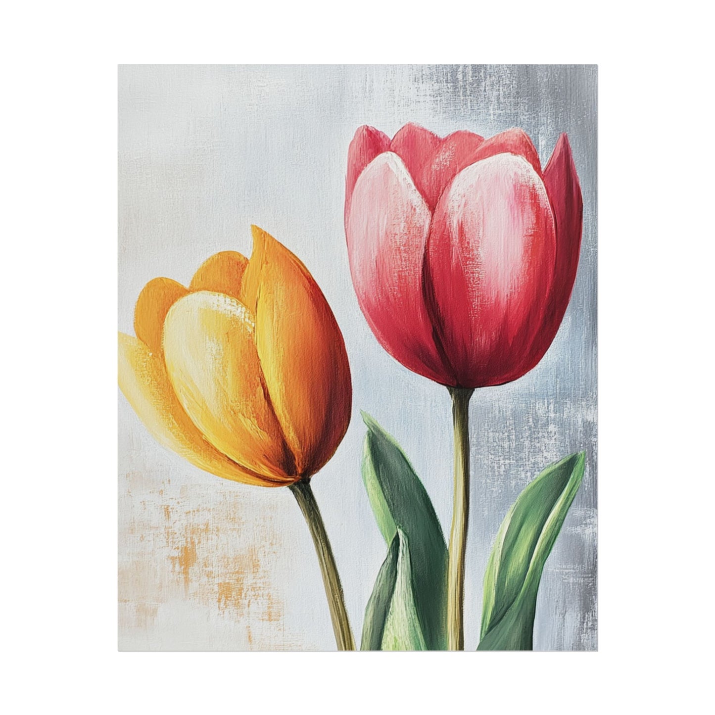 Vibrant Tulips Duo - Abstract Floral Art Print