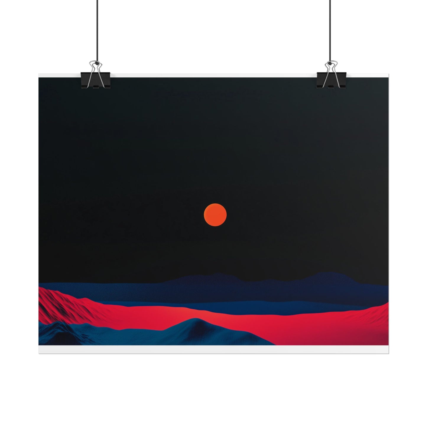 Blood Moon Over Fiery Mountains - Abstract Art Print