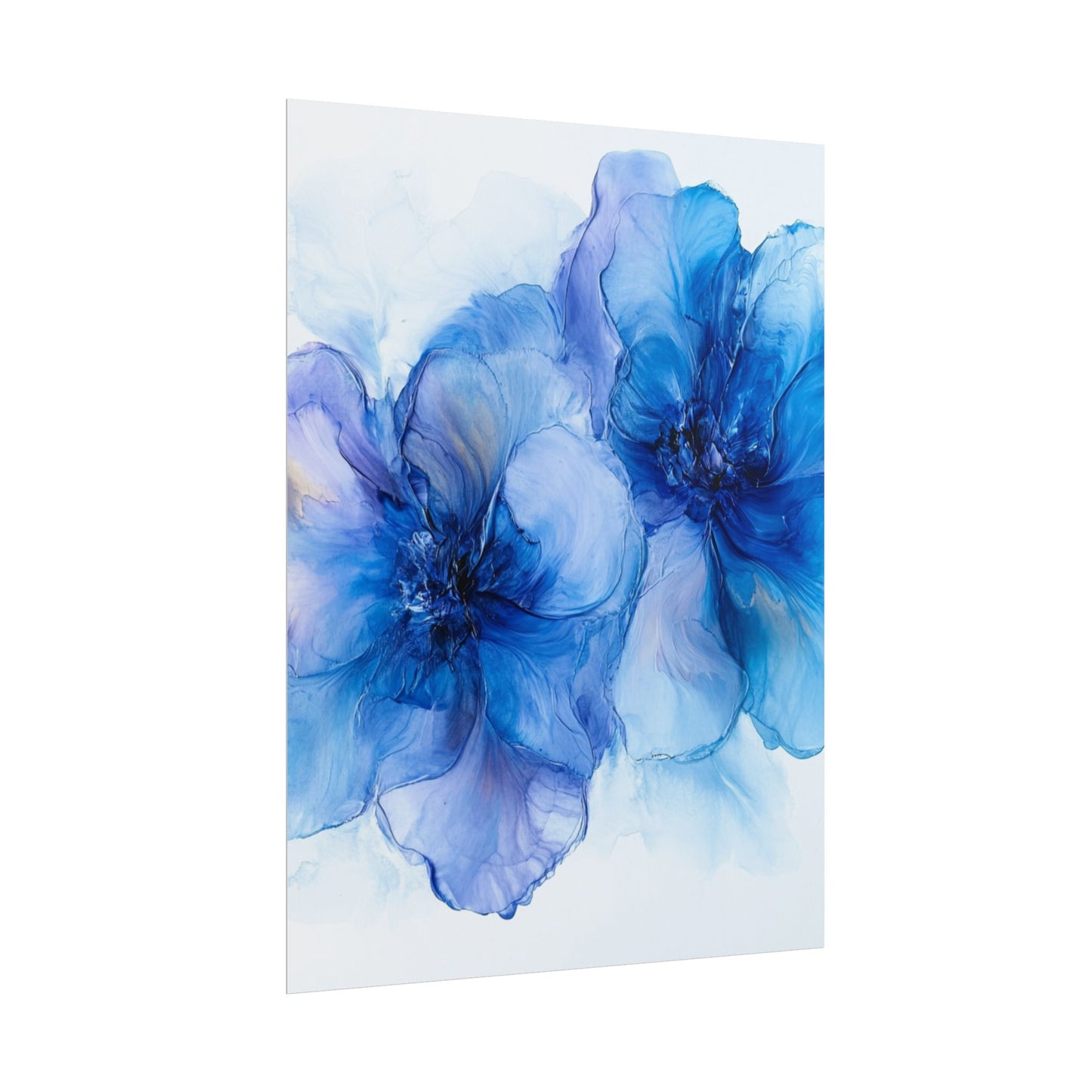 Ethereal Duo - Abstract Floral Art in Shades of Blue