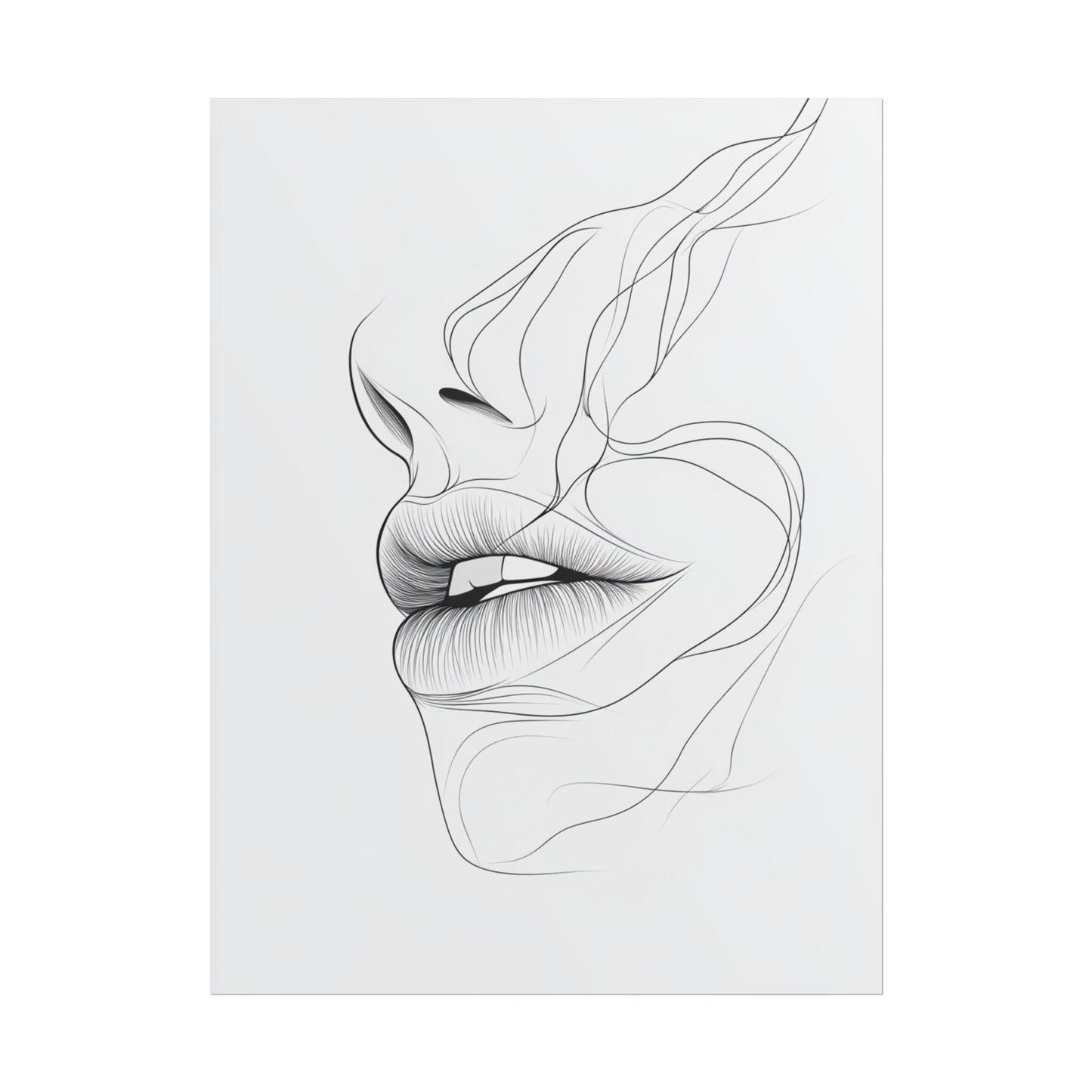 Echoes of Simplicity - Minimalist Abstract Lips Line Art