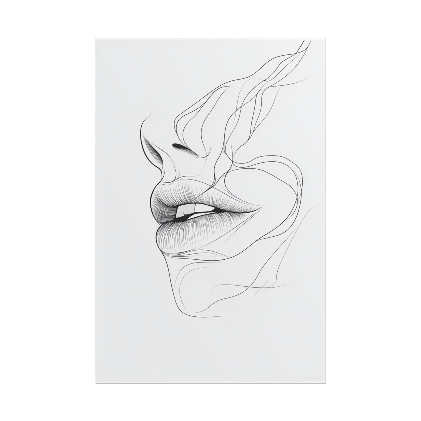 Echoes of Simplicity - Minimalist Abstract Lips Line Art