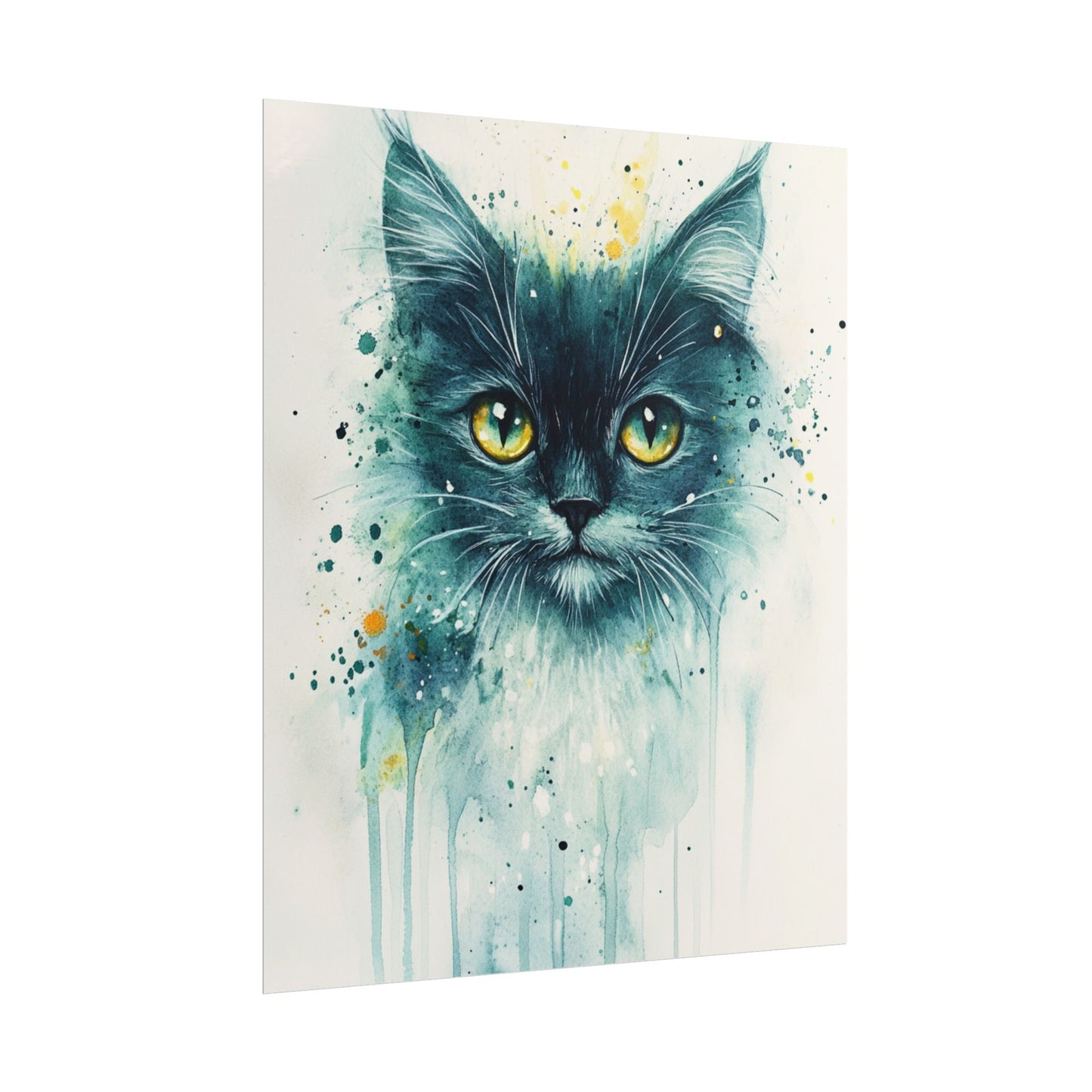 Enigmatic Gaze - Abstract Cat Watercolour Art Print