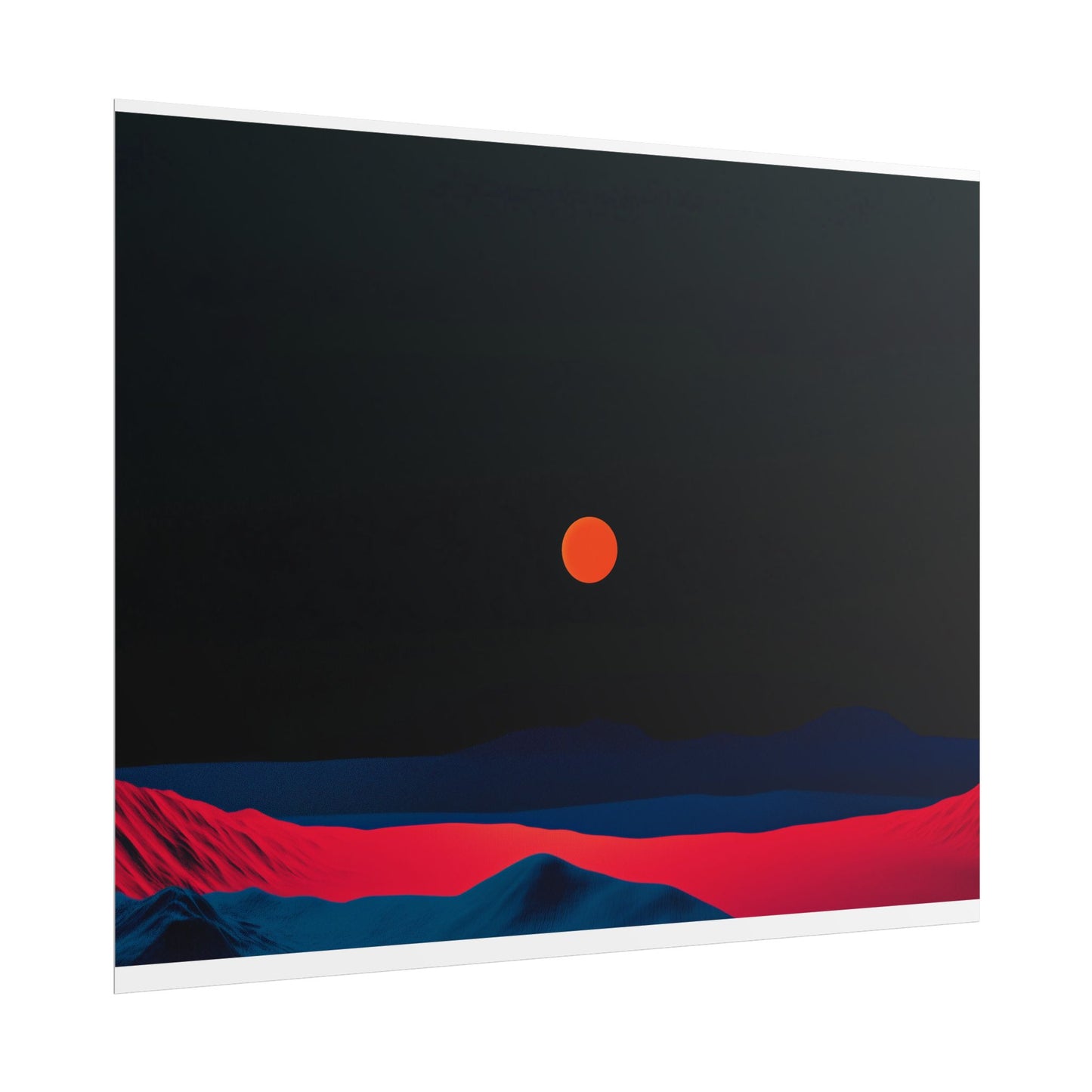 Blood Moon Over Fiery Mountains - Abstract Art Print