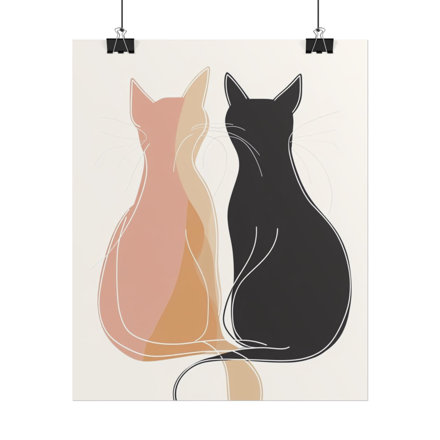 Companions in Silence - Minimalist Abstract Cat Duo