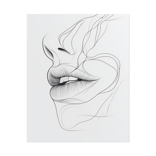 Echoes of Simplicity - Minimalist Abstract Lips Line Art