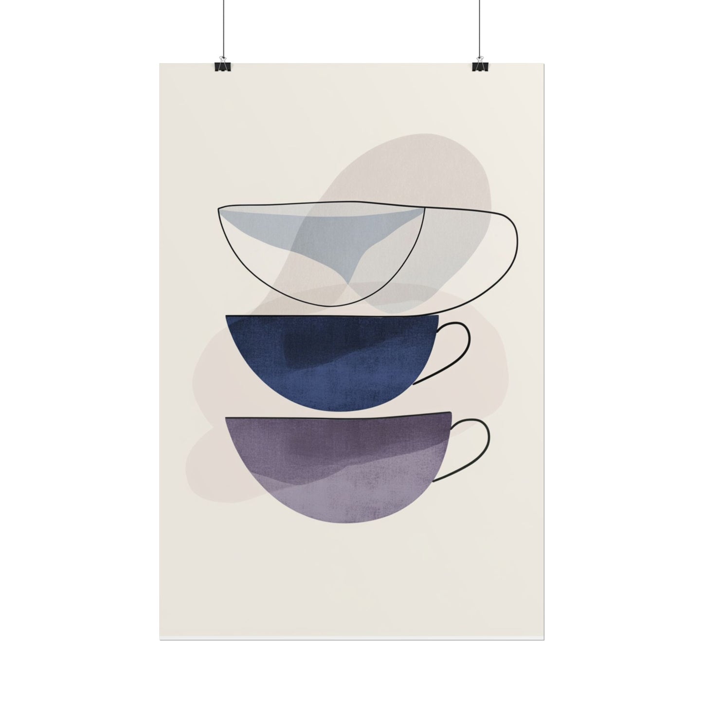 Minimalist Teacups - Abstract Modern Art Print