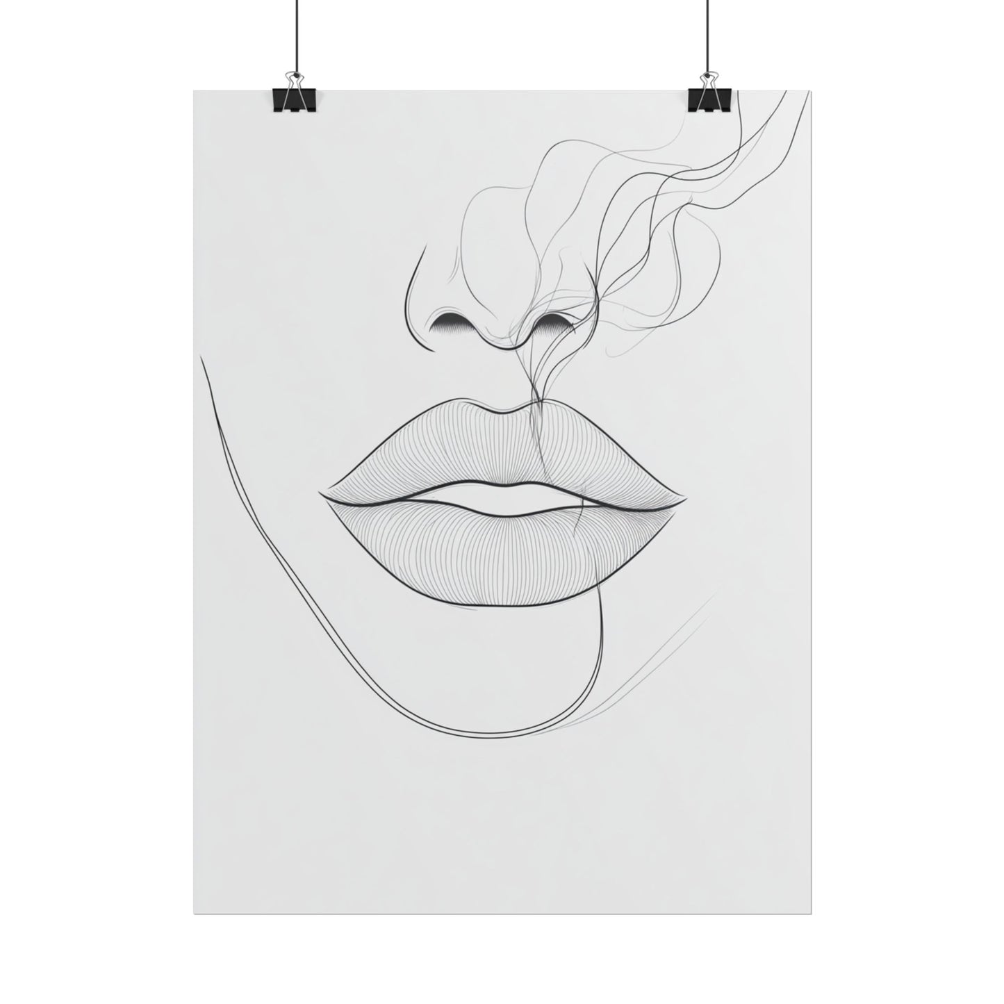 Whispers of Elegance - Abstract Line Art of Lips