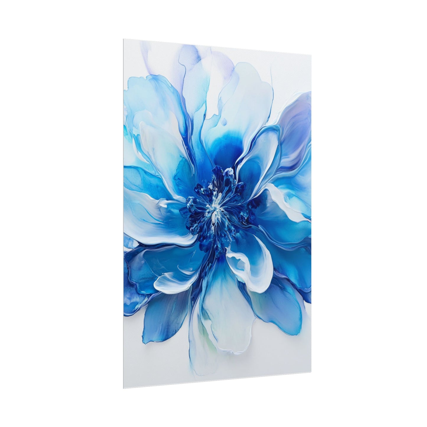 Ethereal Bloom - Abstract Blue Floral Art Print