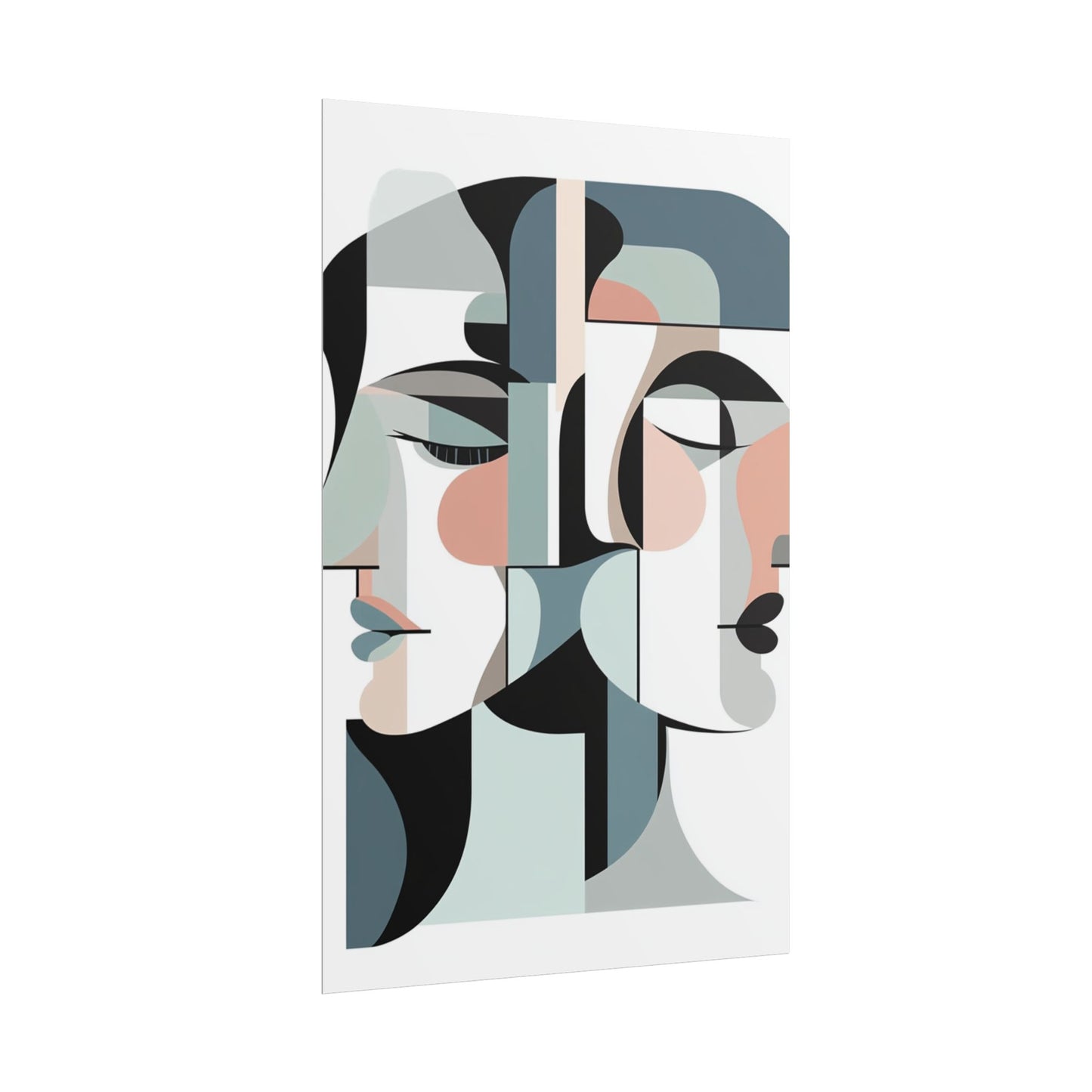 Duality in Form - Abstract Faces Art Print