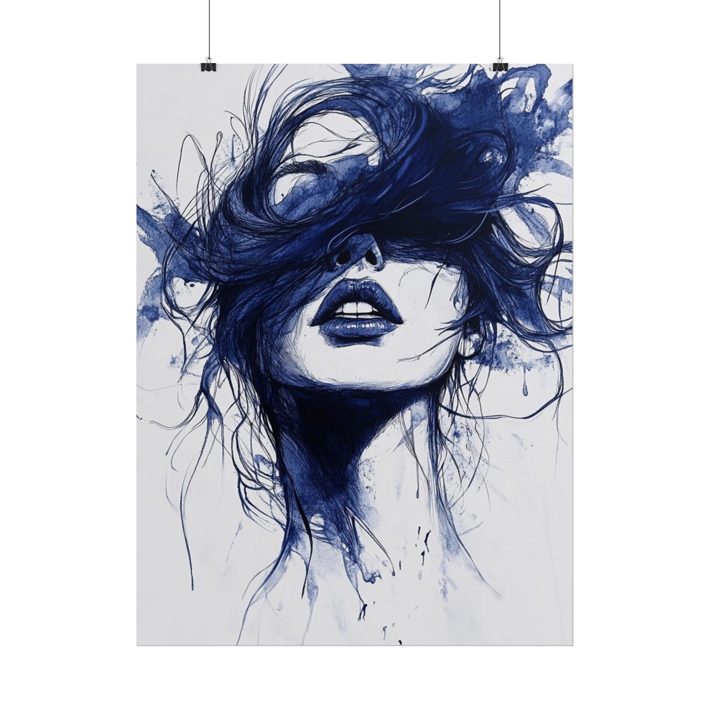 Veil of Blue - Abstract Portrait Print