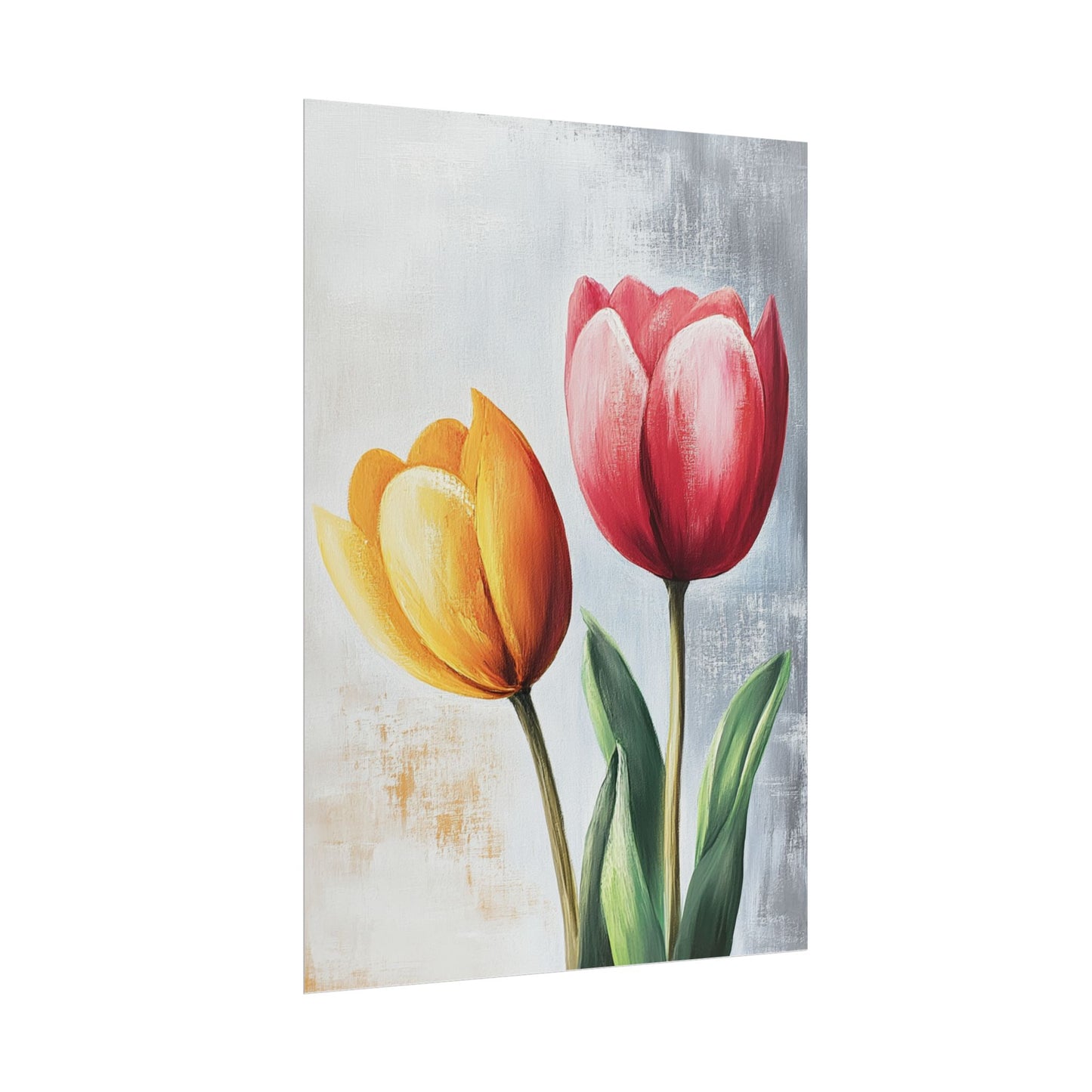 Vibrant Tulips Duo - Abstract Floral Art Print