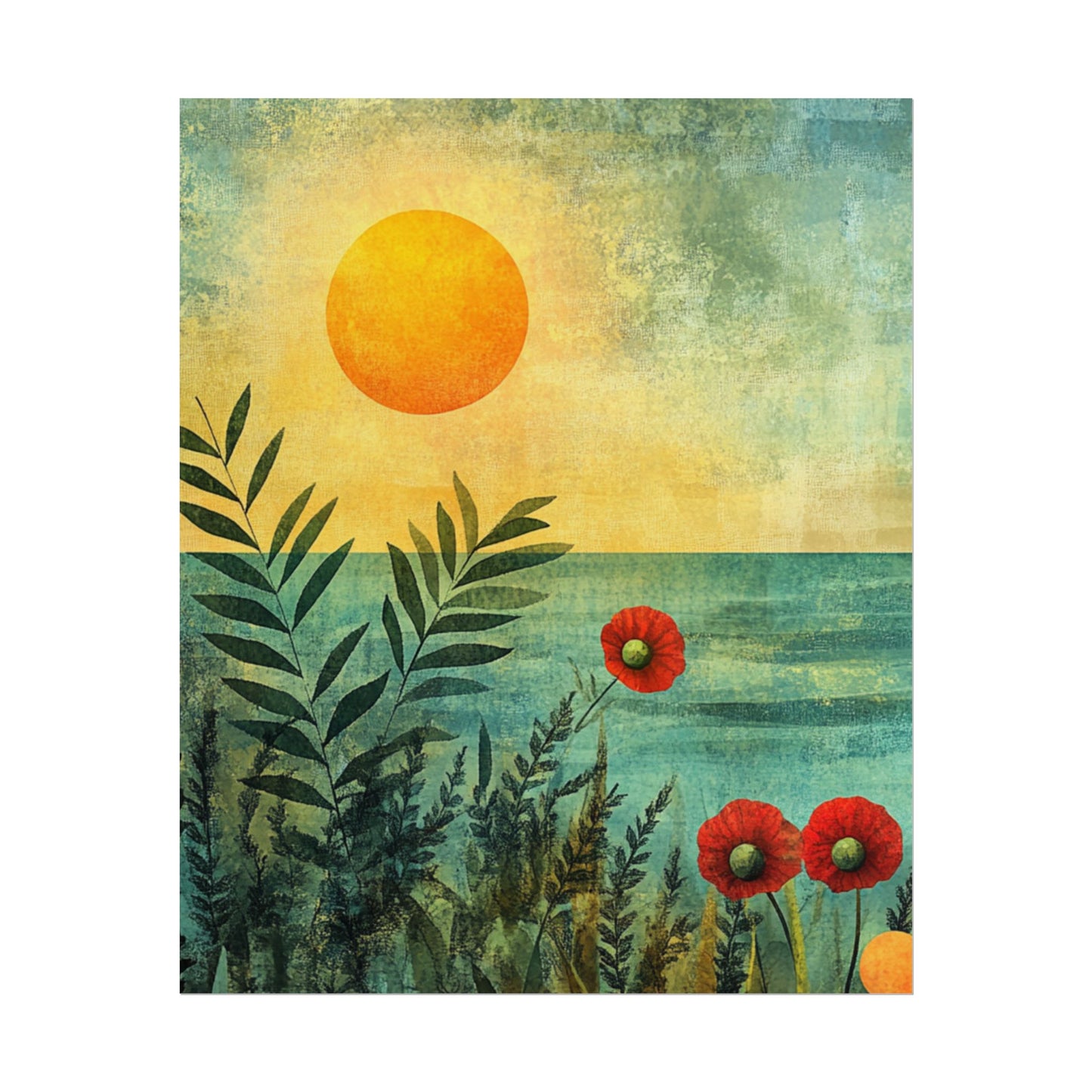 Sunrise Serenity - Abstract Coastal Floral Art Print