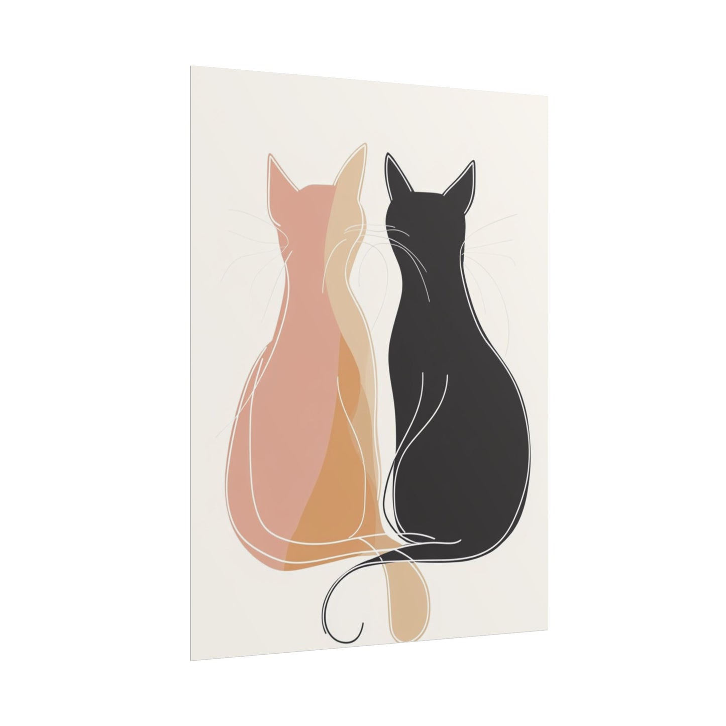 Companions in Silence - Minimalist Abstract Cat Duo