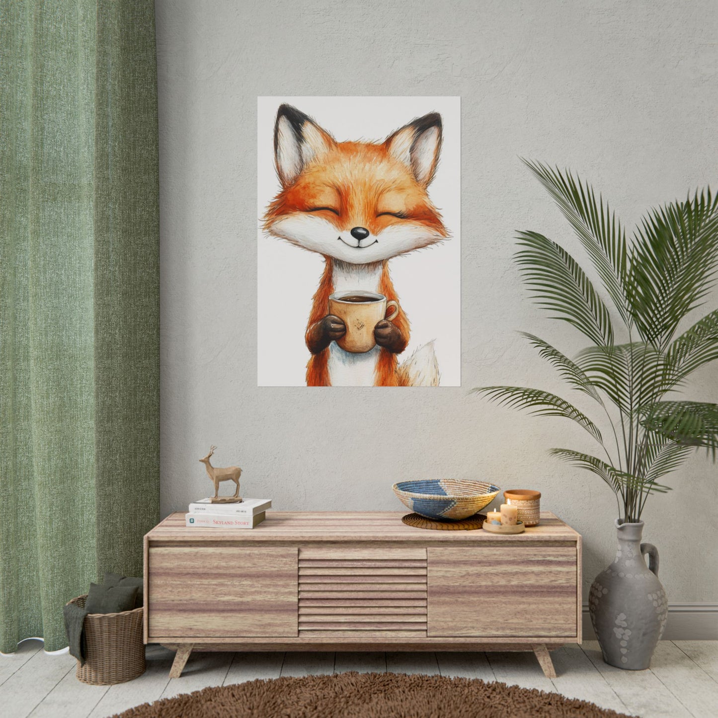 Morning Delight - Abstract Fox with Coffee