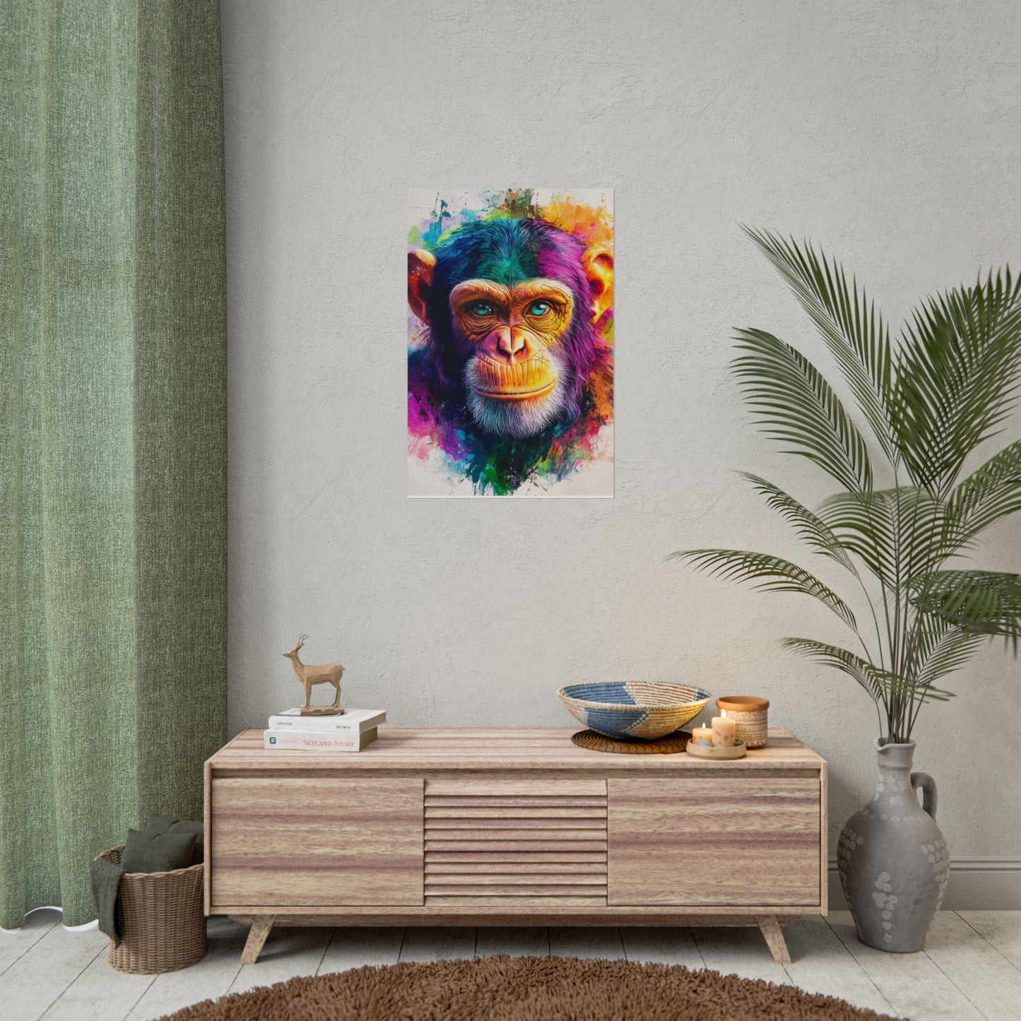 Vibrant Primate - Abstract Portrait of a Chimpanzee