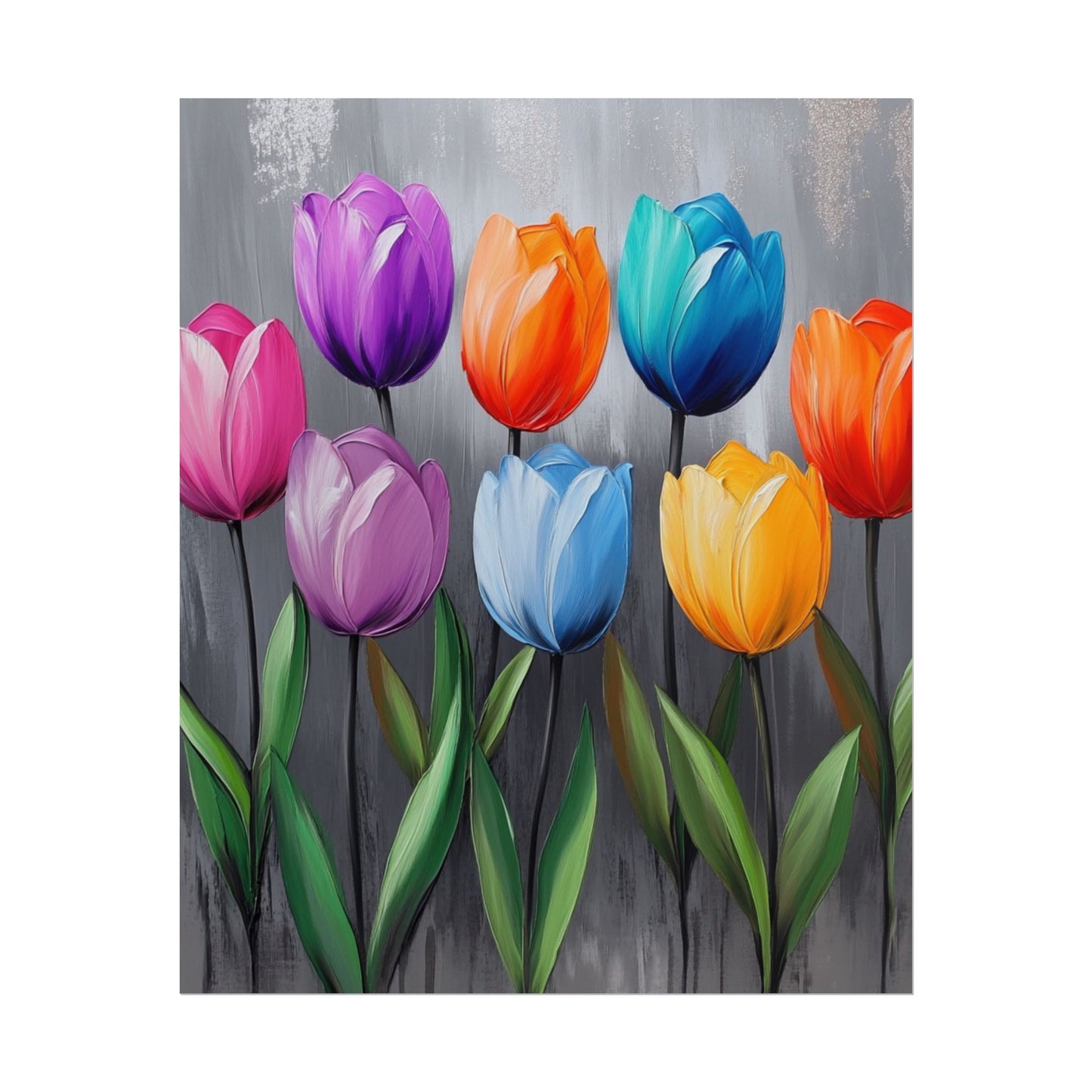 Colourful Tulips - Abstract Floral Art Print