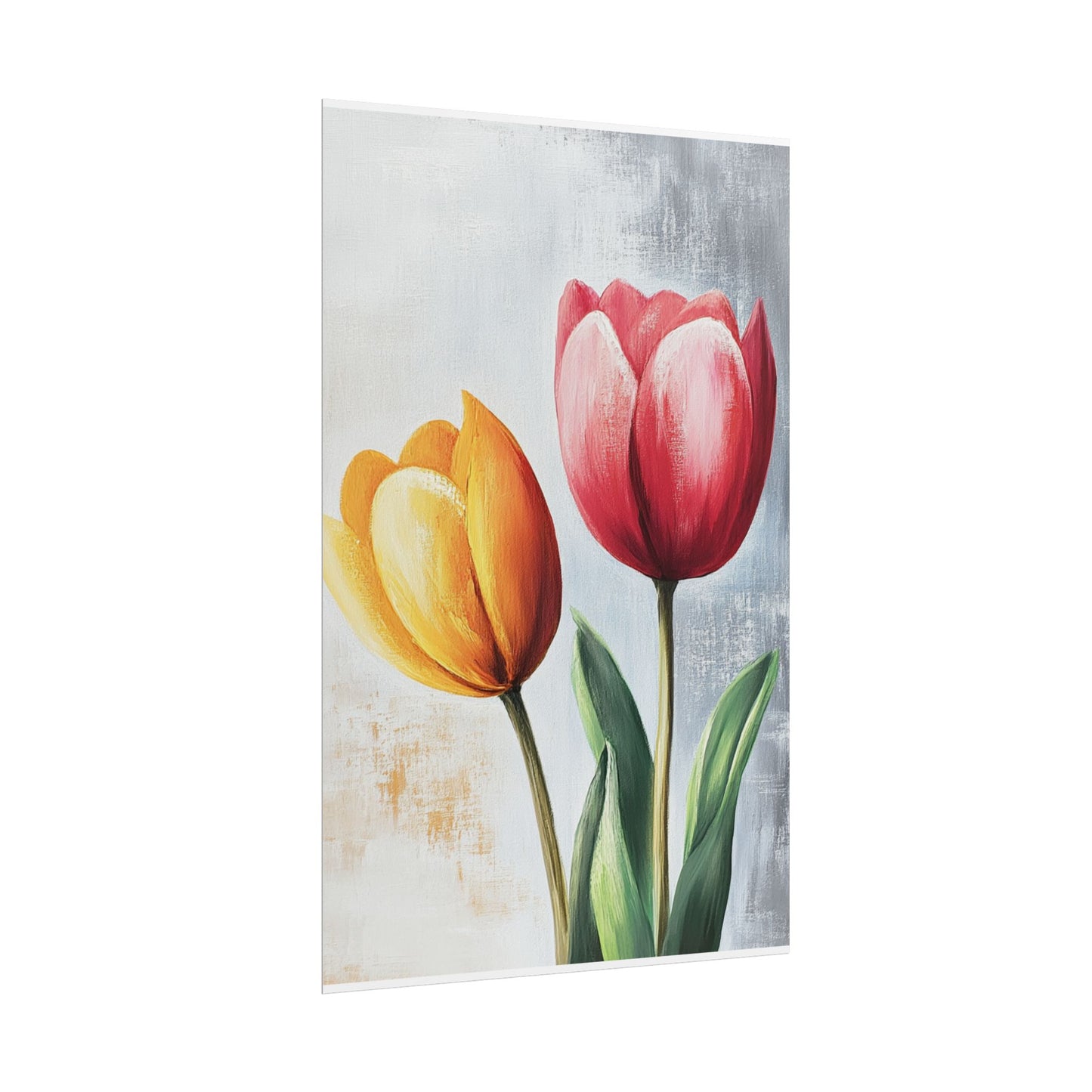 Vibrant Tulips Duo - Abstract Floral Art Print