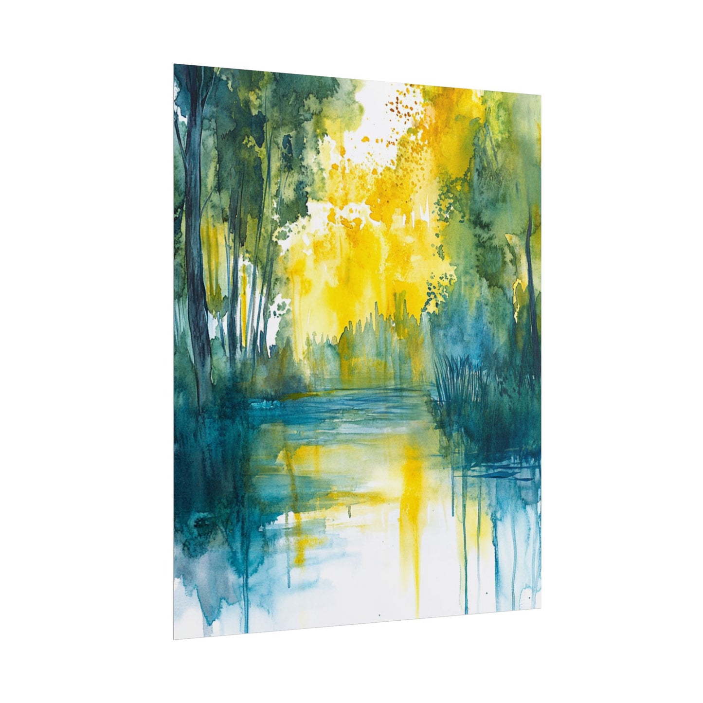 Radiant Reflections - Abstract Woodland Watercolour