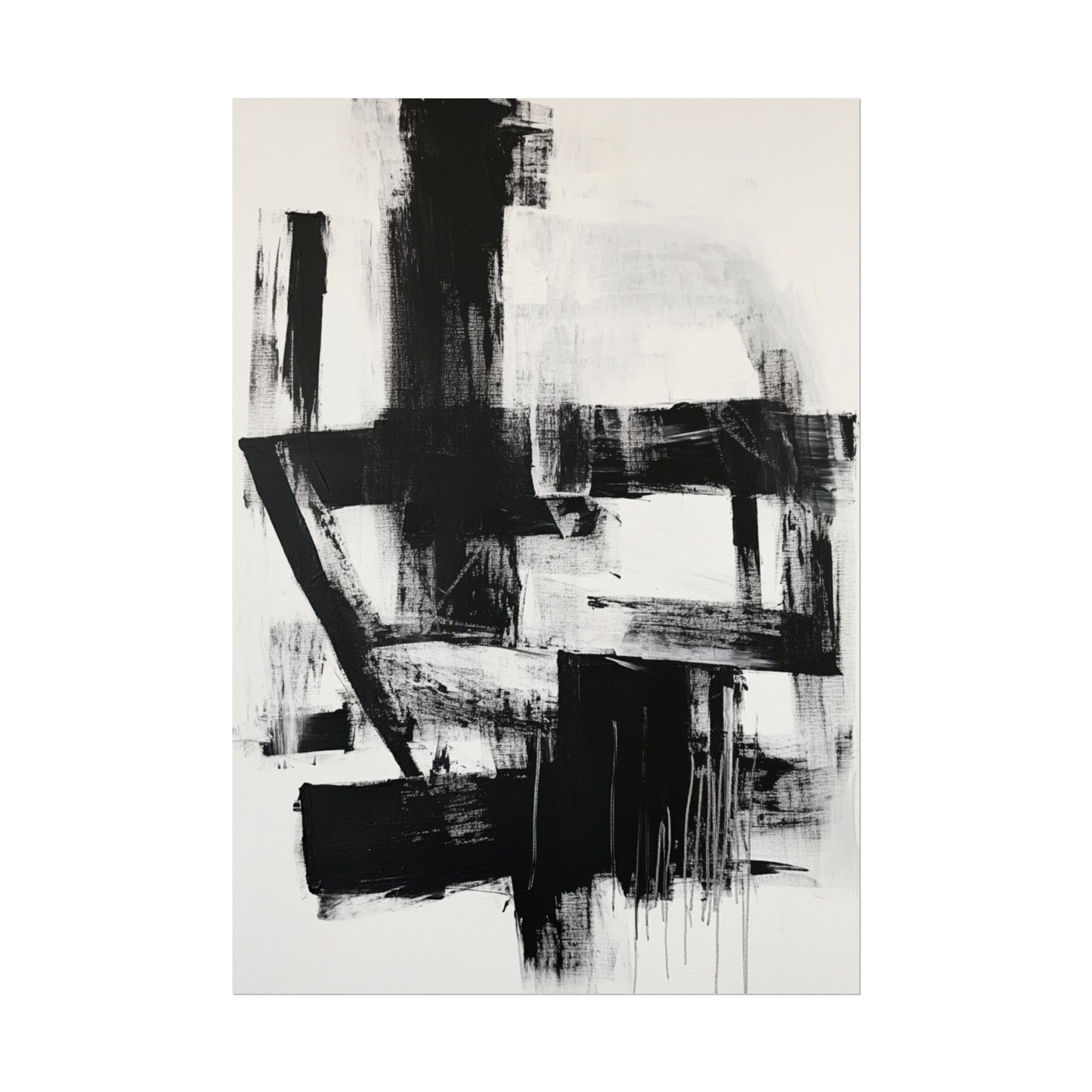 Monochrome Symphony - Abstract Black and White Art Print