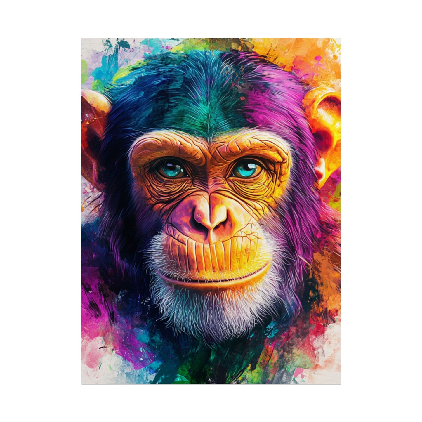 Vibrant Primate - Abstract Portrait of a Chimpanzee