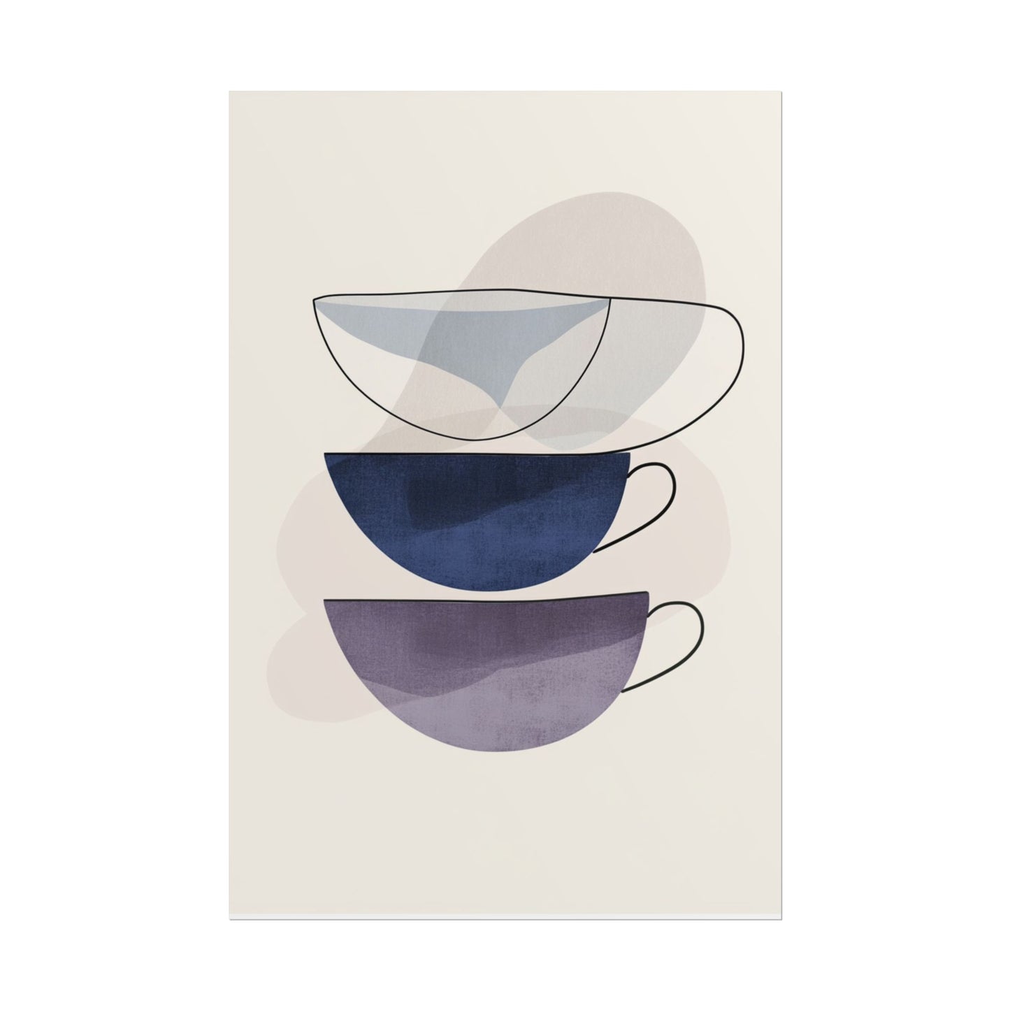 Minimalist Teacups - Abstract Modern Art Print