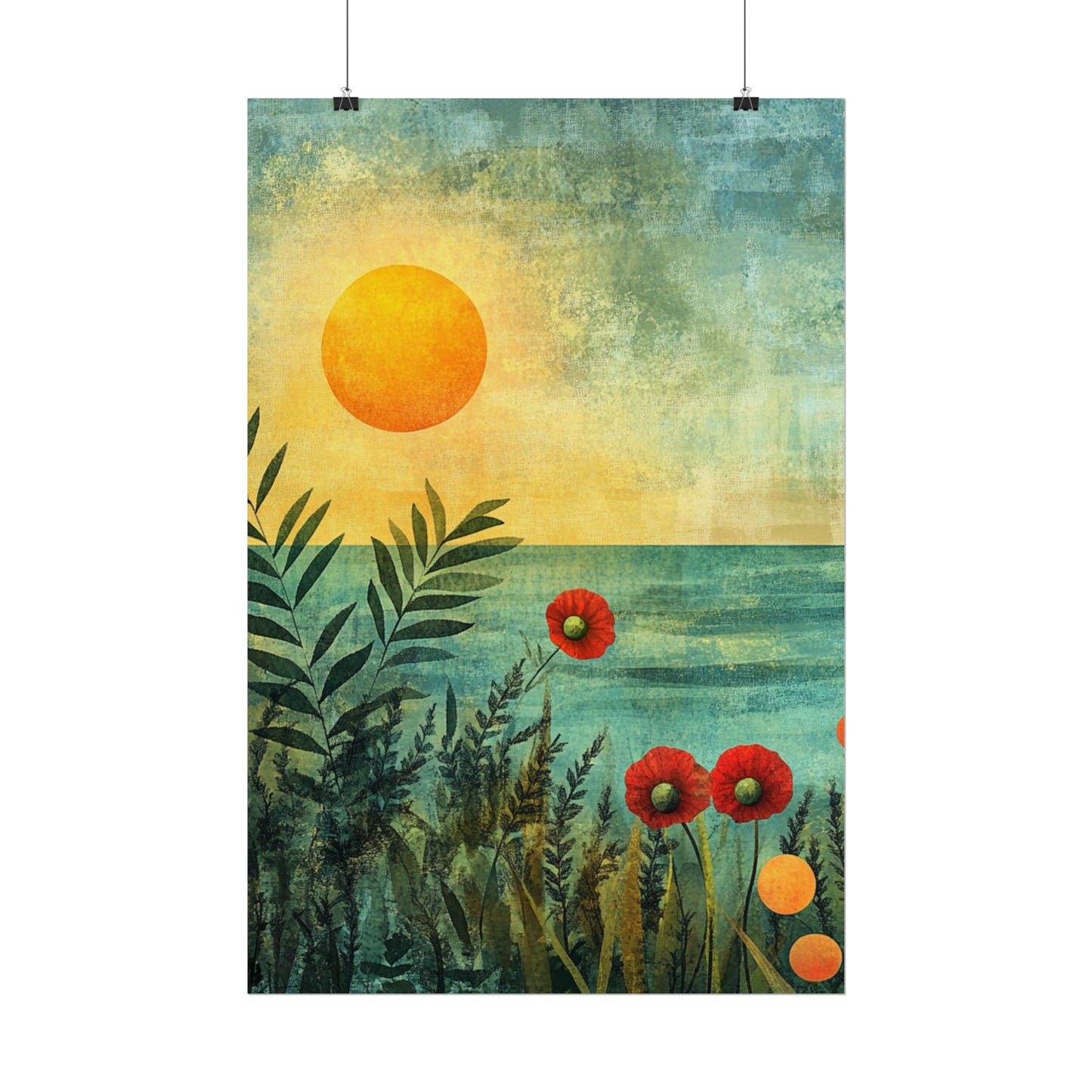 Sunrise Serenity - Abstract Coastal Floral Art Print