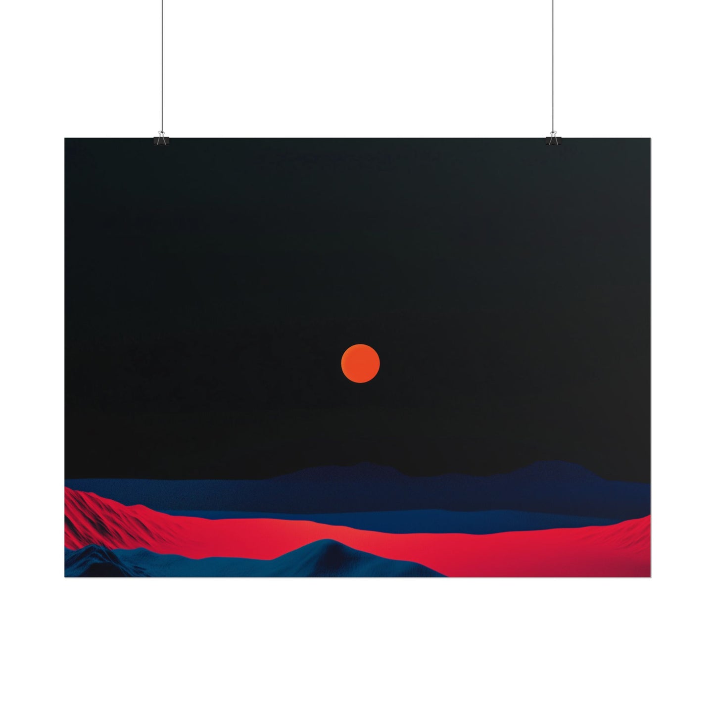 Blood Moon Over Fiery Mountains - Abstract Art Print