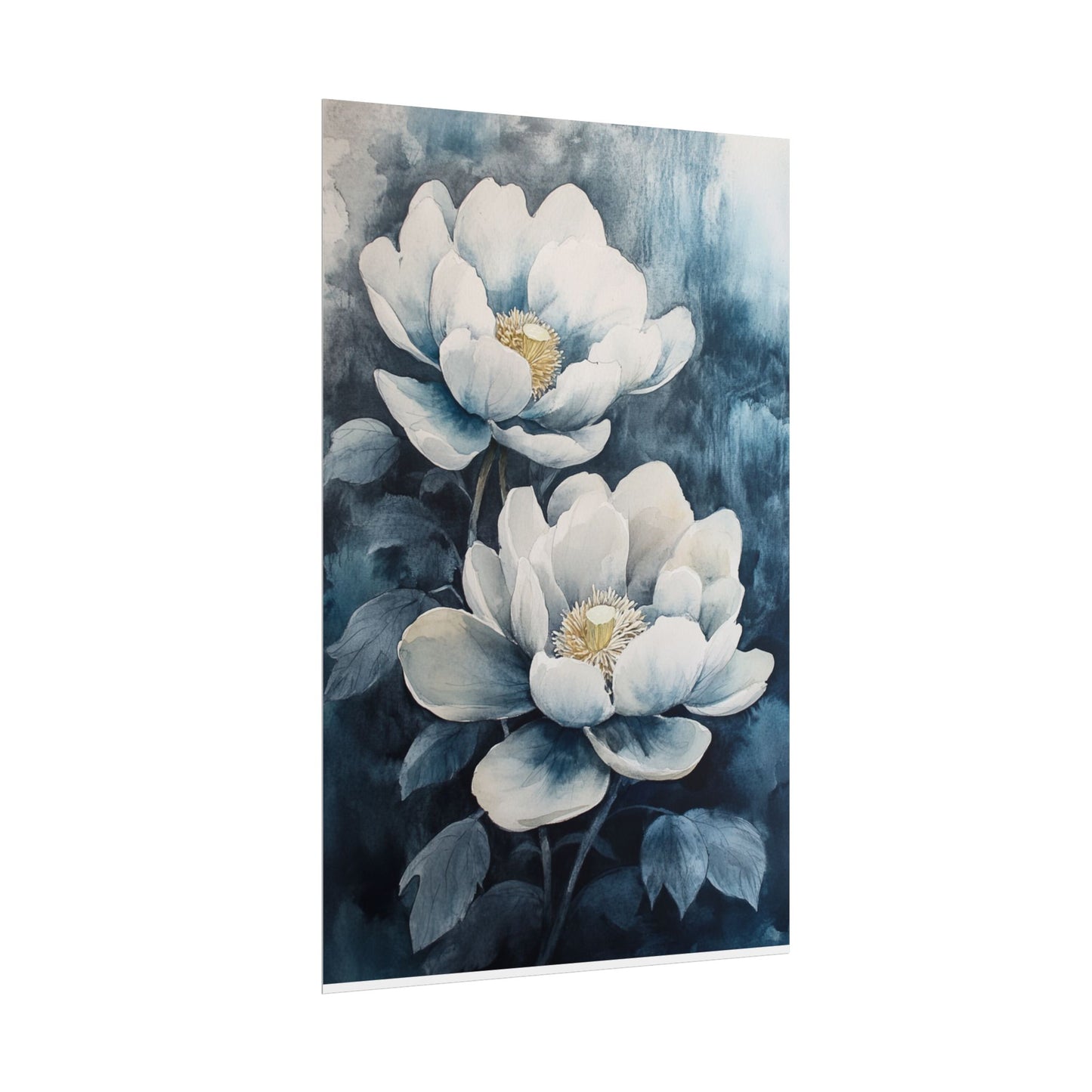 Elegant White Blooms - Abstract Floral Watercolour Print