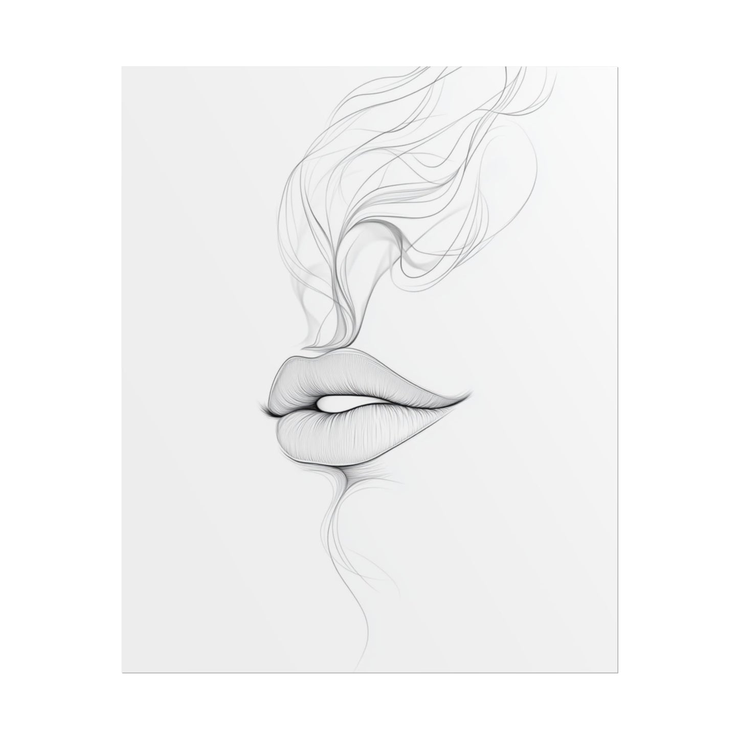 Whispers of Elegance - Delicate Abstract Line Art of Lips