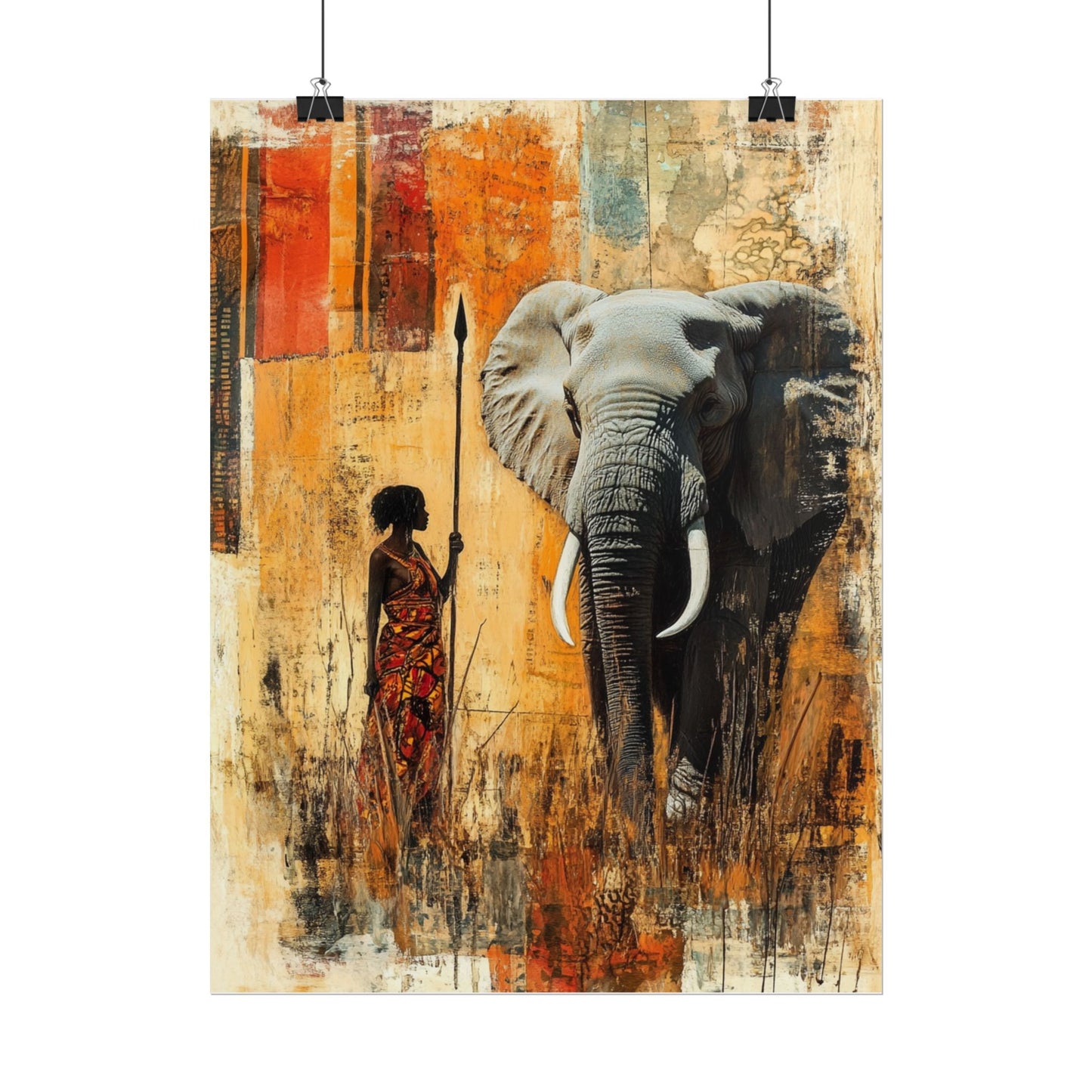 Majestic Encounter - Abstract African Art Print