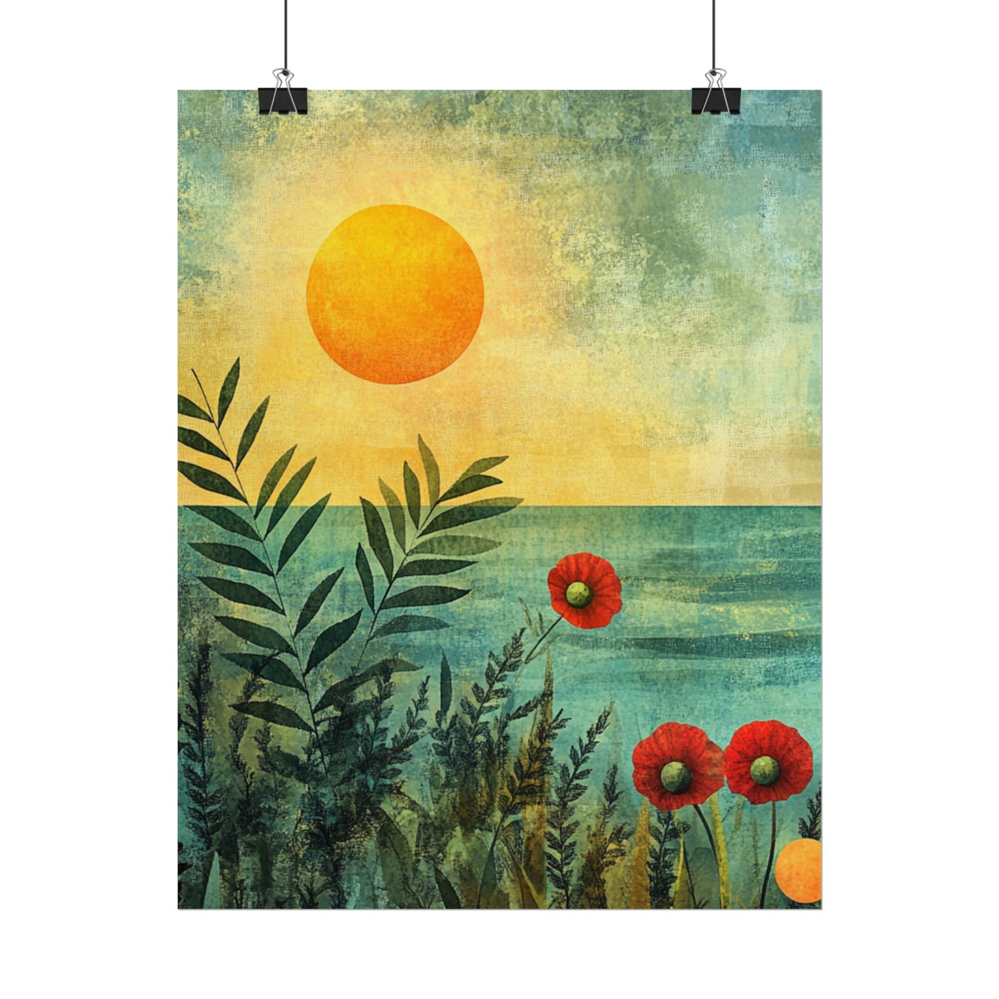 Sunrise Serenity - Abstract Coastal Floral Art Print